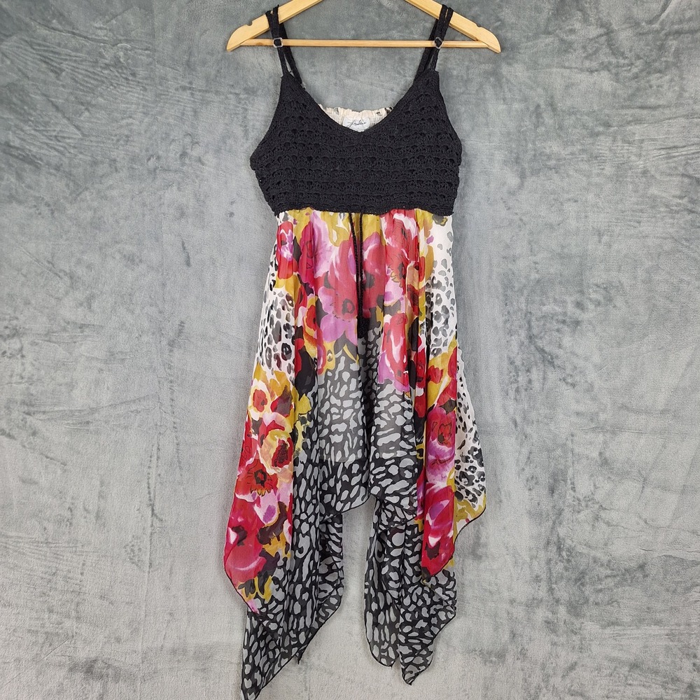 Womens Dress Small Crochet Boho Festival Fairy Romantic Floral Coquette Babydoll